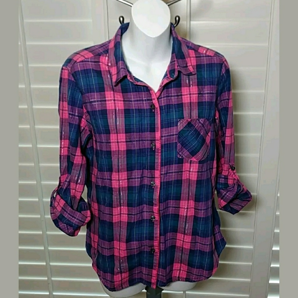 Victoria's Secret Pink Plaid Shirt Button Down